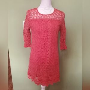 Everly small 3/4 sleeve dress. Coral color